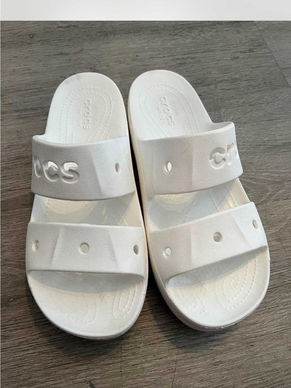 CROCS White Double-Strap Slide Sandals